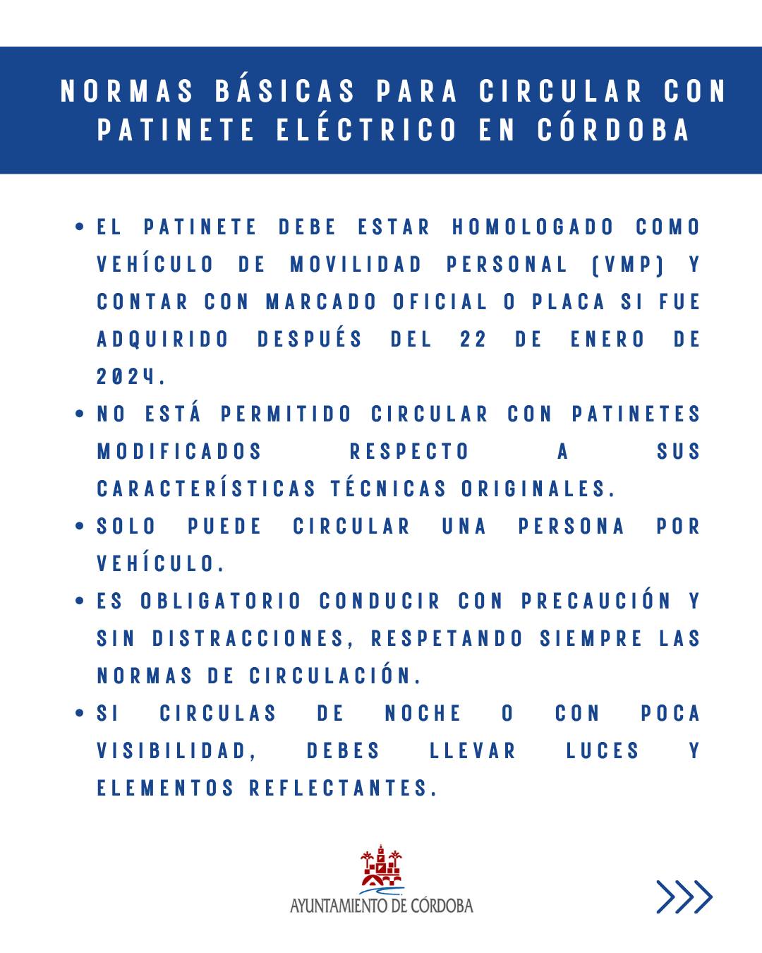 Normas básicas para circular con patinete eléctrico en Córdoba