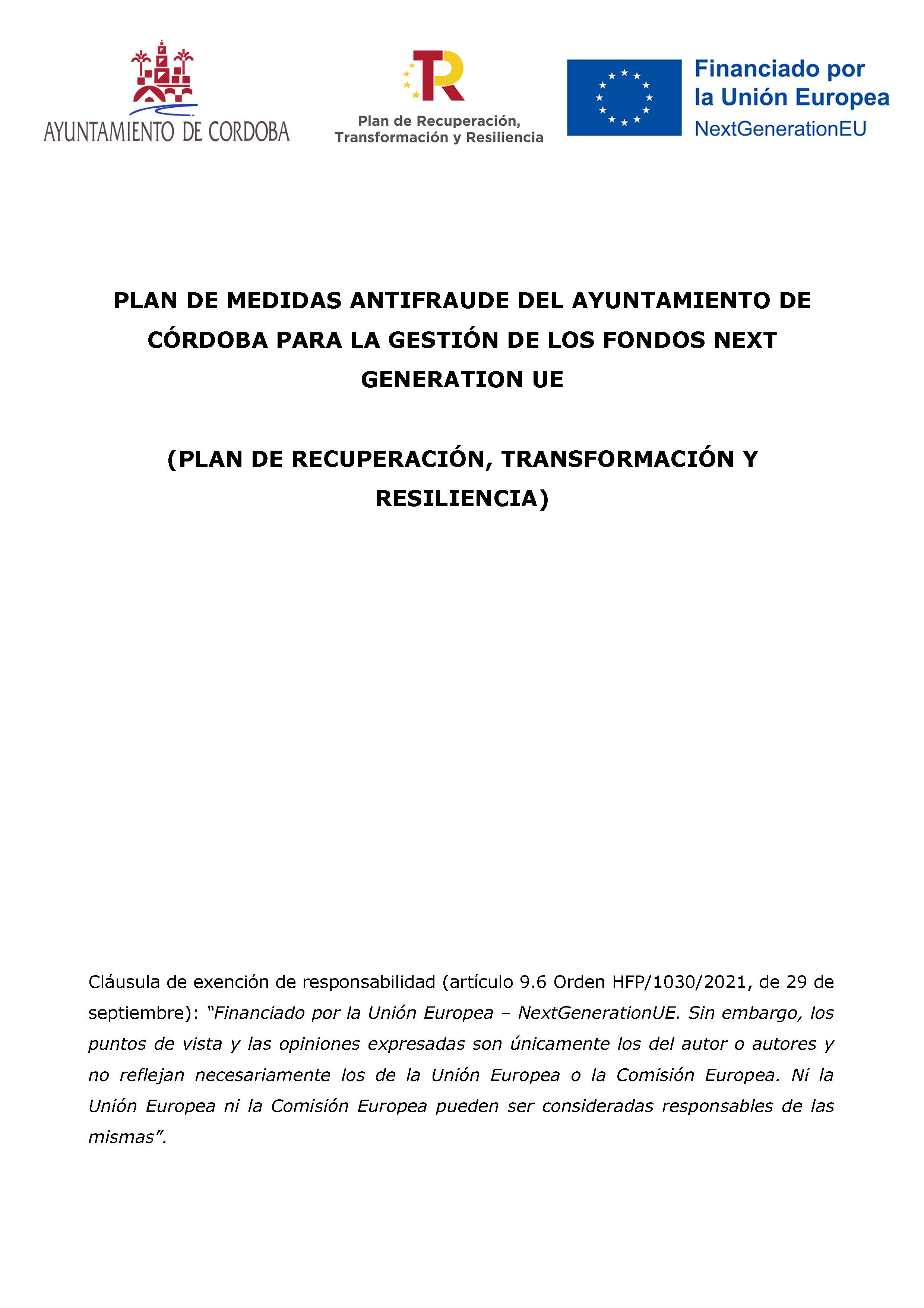 Plan de medidas antifraude del Ayuntamiento de Córdoba